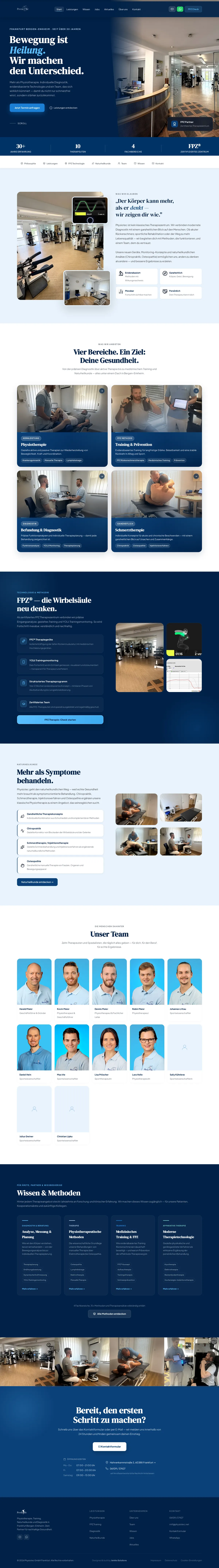 Die komplette Startseite von physiotec.net von oben bis unten